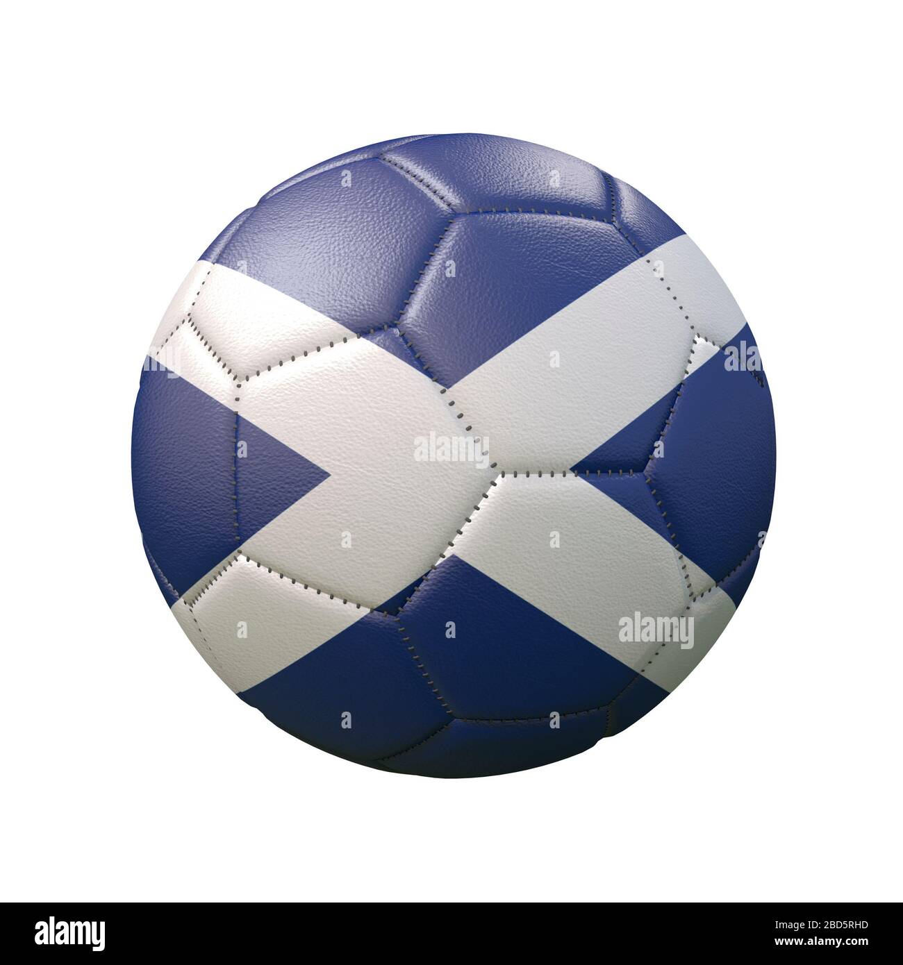 Fußball in Flaggenfarben isoliert auf weißem Hintergrund. Schottland. 3D-Bild Stockfoto