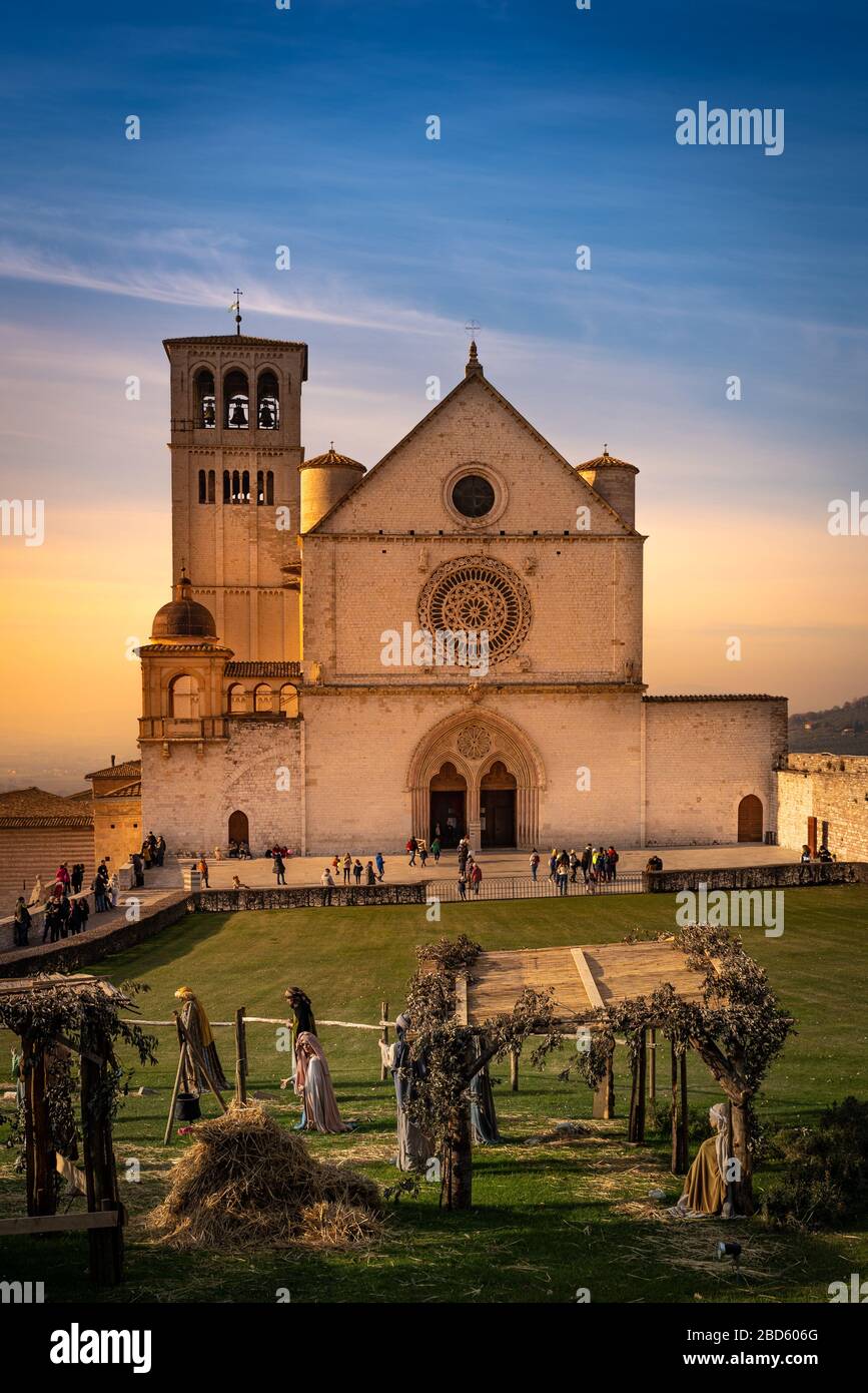 Assisi, Italien. Januar 2020. Die Basilika von San Francesco. Franz von Assisi. Stockfoto