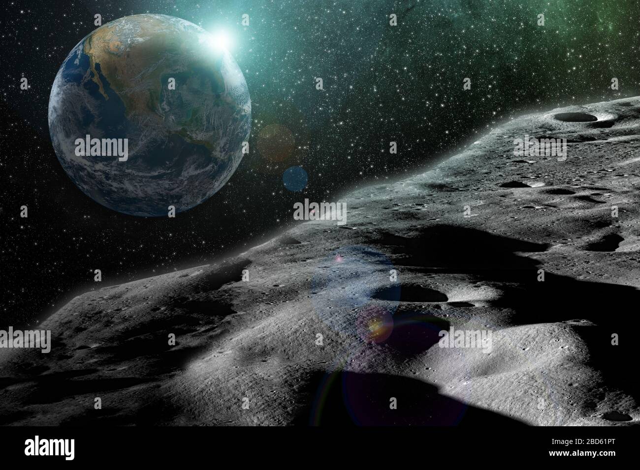 Detaillierte Erdansicht der Mondtextur von den Mondelementen dieses Bildes, das von der NASA eingerichtet wurde. Stockfoto