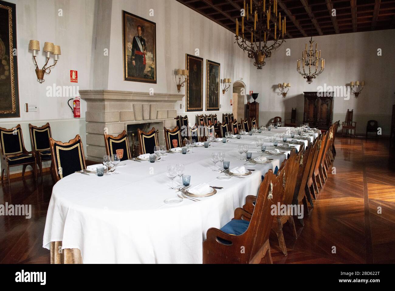 Royal Salon, Hotel Parador Santiago de Compostela, Plaza del Obradoiro, Santiago de Compostela, Galicien, Spanien, Europa Stockfoto