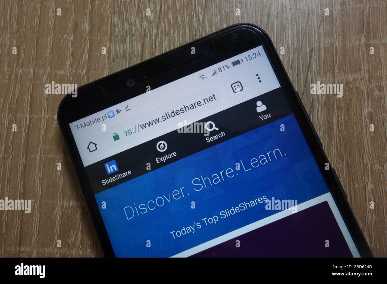 LinkedIn SlideShare-Website (www.slideshare.net) angezeigt auf Smartphone Stockfoto