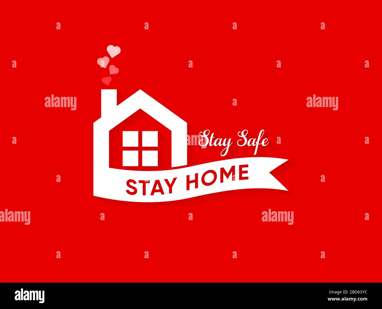 Stay Home Ratschlag Banner Schutz vor Pandemie COVID-19 Roman Coronavirus. Stock Vektor