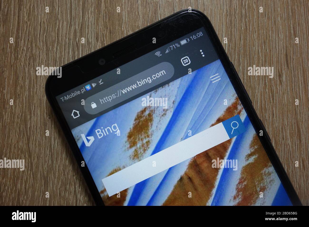 Bing-Website (www.bing.com) auf dem Smartphone angezeigt. Bing ist eine Web-Suchmaschine im Besitz und betrieben von Microsoft Stockfoto
