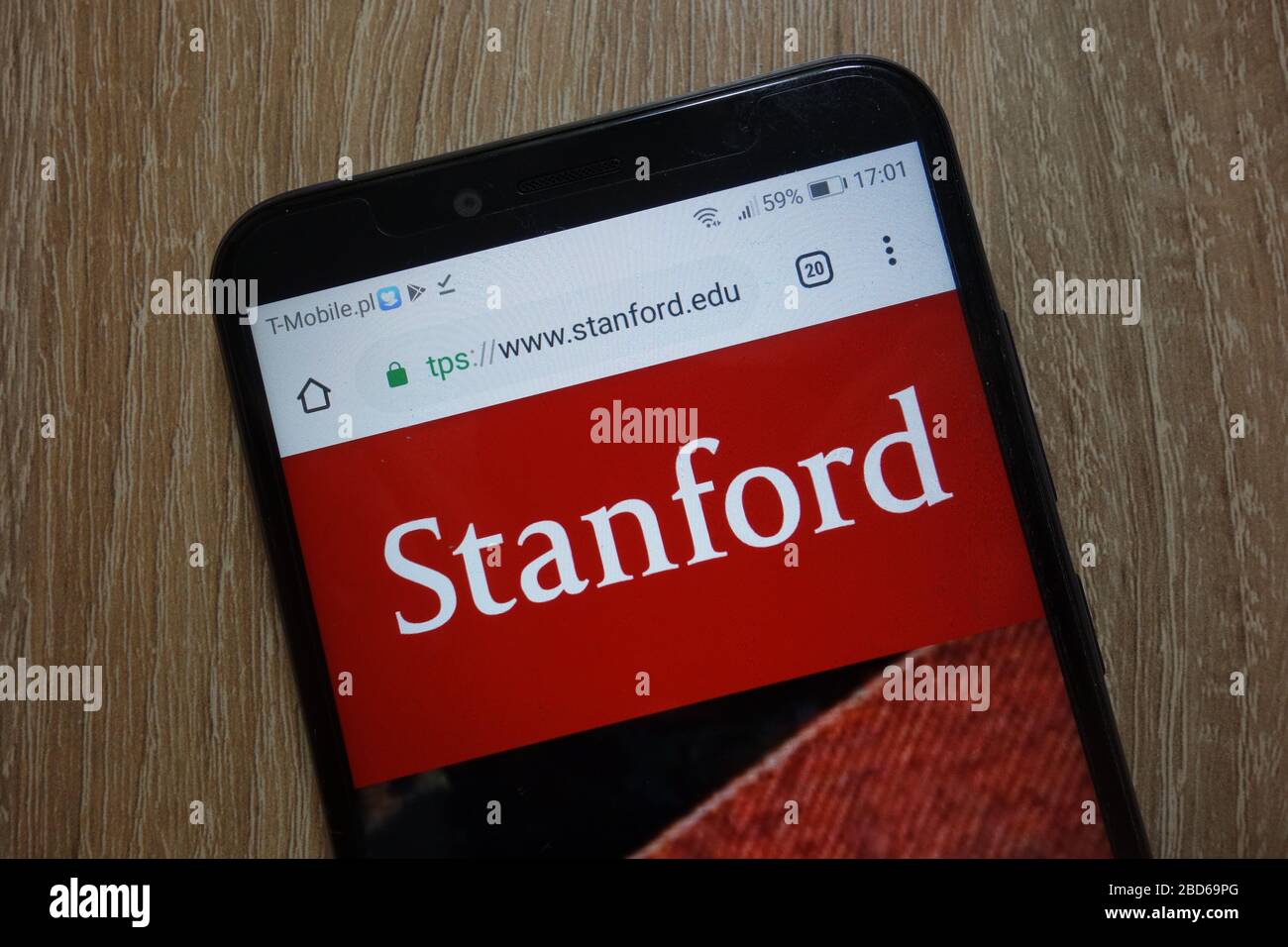 Stanford University Website (www.stanford.edu) auf Smartphone angezeigt Stockfoto
