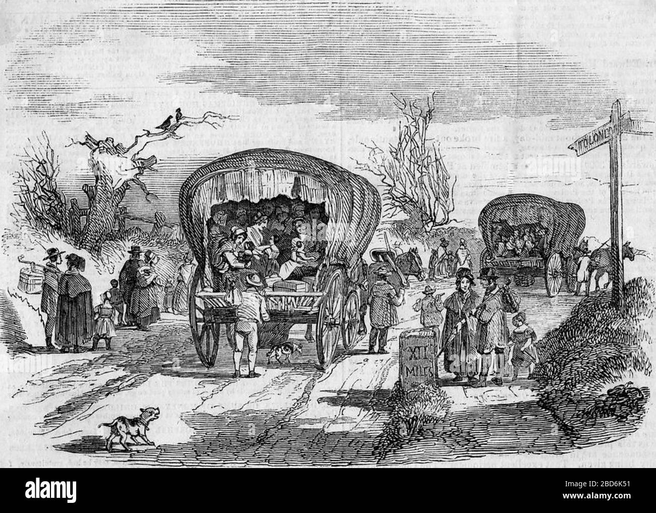 DIE IRISCHEN BAUERN verlassen ihr Zuhause für ein hoffentlich besseres Leben in den 1860-Jahren Stockfoto