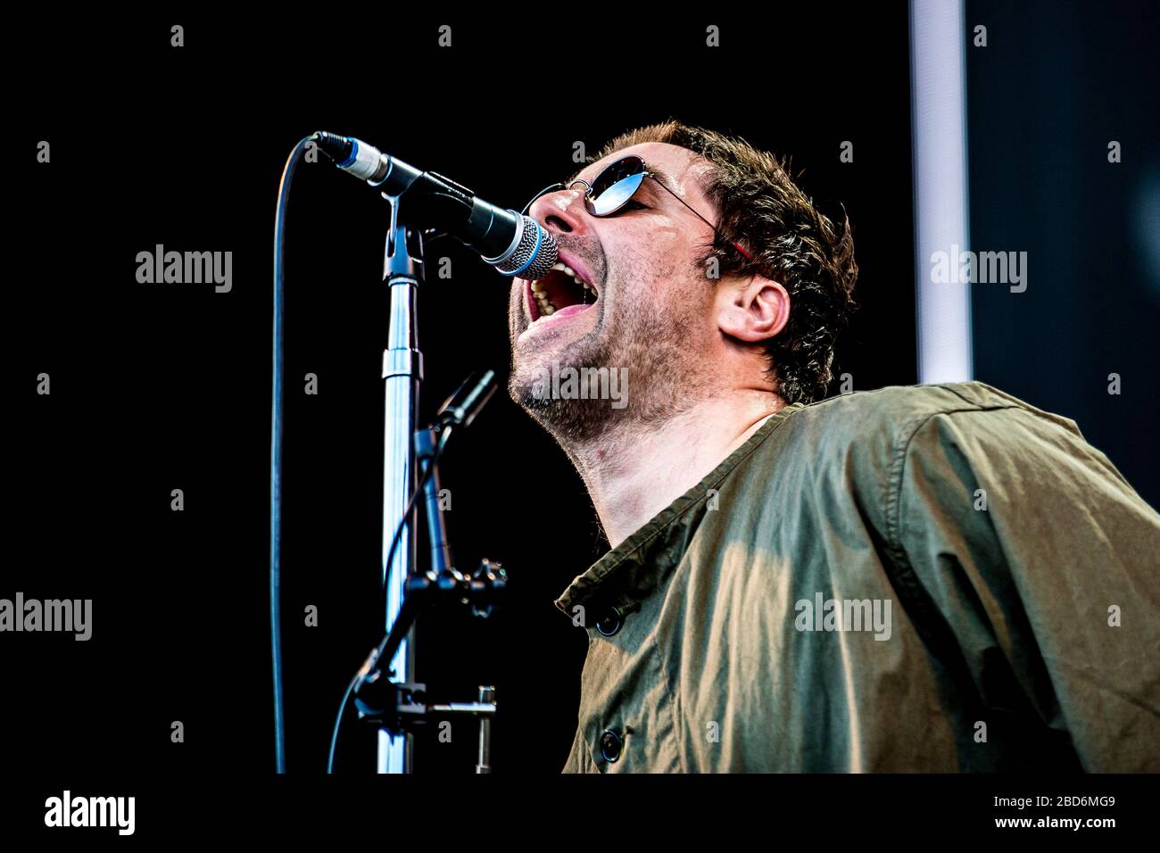 Aarhus, Dänemark. Juni 2018. Die englische Sängerin, Songwriterin und Musikerin Liam Gallagher führt ein Live-Konzert während des dänischen Musikfestivals Northside 2018 in Aarhus durch. (Foto: Gonzales Foto - lasse Lagoni). Stockfoto