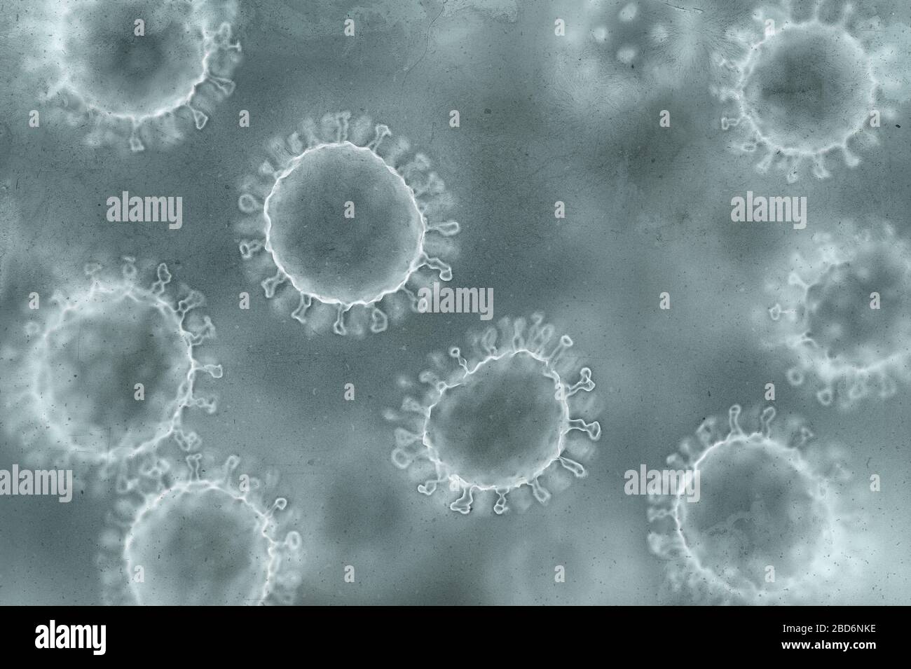 Virale Struktur. Das virale Teilchen besteht aus einem Nukleinsäurekern (DNA oder RNA), der von einem Proteinmantel umgeben ist. Konzeptioneller Veranschaulichungsvirus. 3D i. Stockfoto