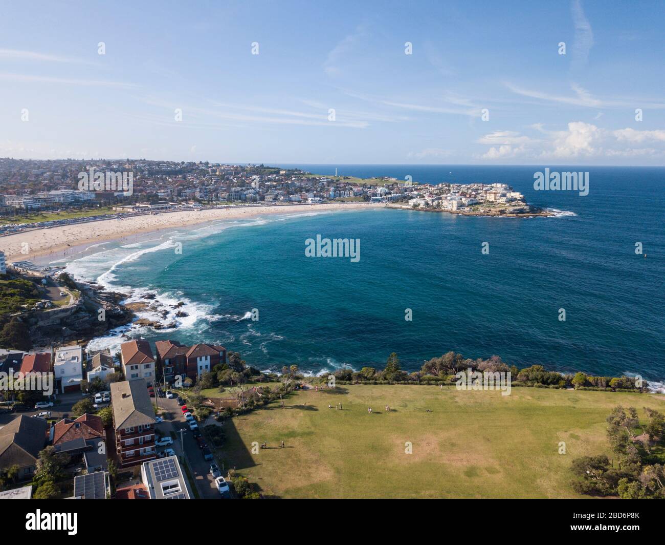 Luftbild mit Blick auf Bondi Beach, von Mackenzies Point, Sydney NSW Australien Stockfoto