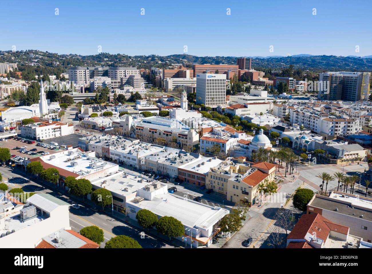 Luftaufnahmen von Westwood Village, Los Angeles, Kalifornien Stockfoto