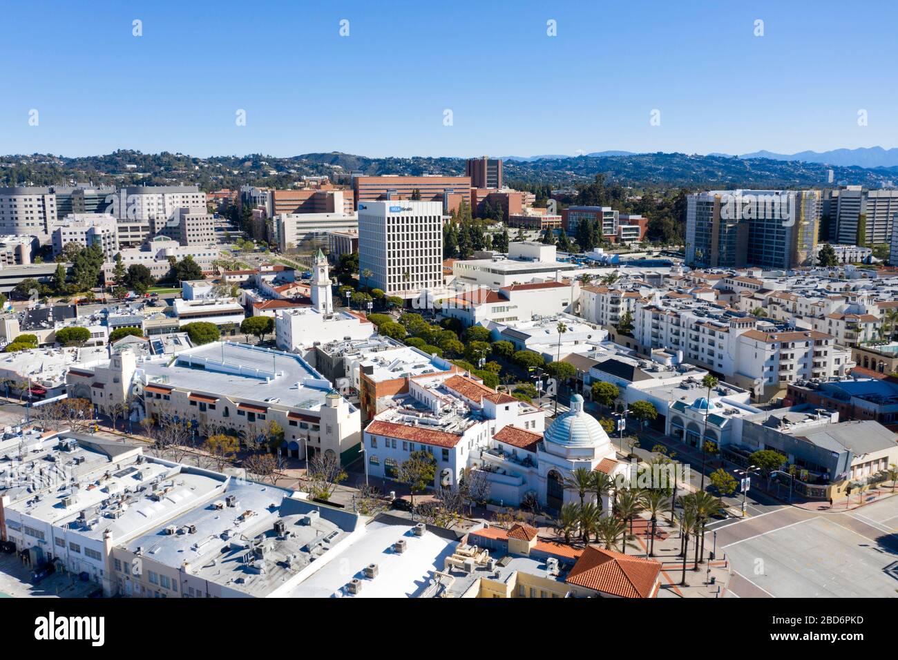 Luftaufnahmen von Westwood Village, Los Angeles, Kalifornien Stockfoto