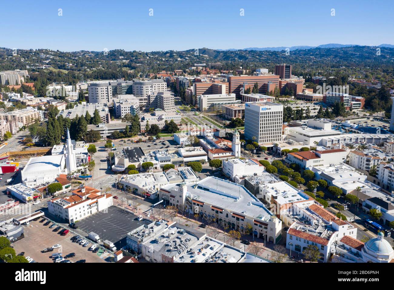 Luftaufnahmen von Westwood Village, Los Angeles, Kalifornien Stockfoto
