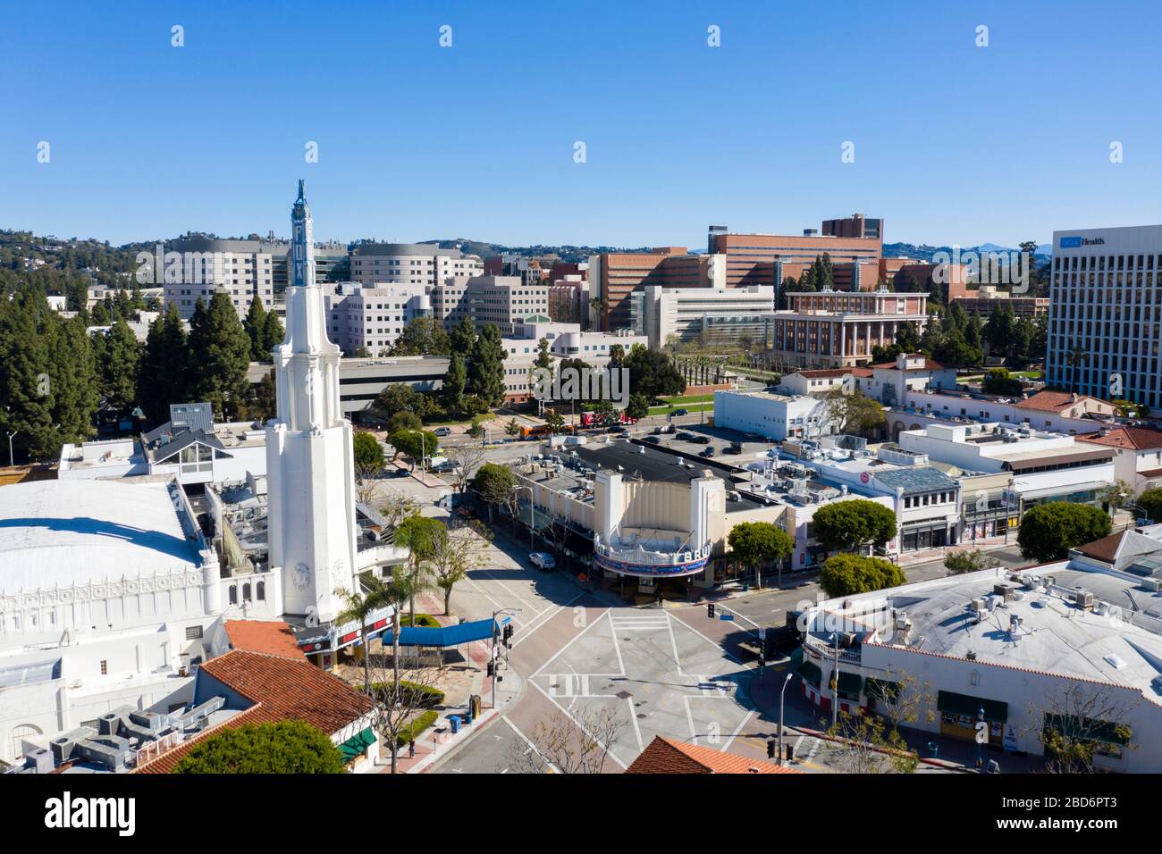 Luftaufnahmen von Westwood Village, Los Angeles, kalifornischen Kinos Stockfoto