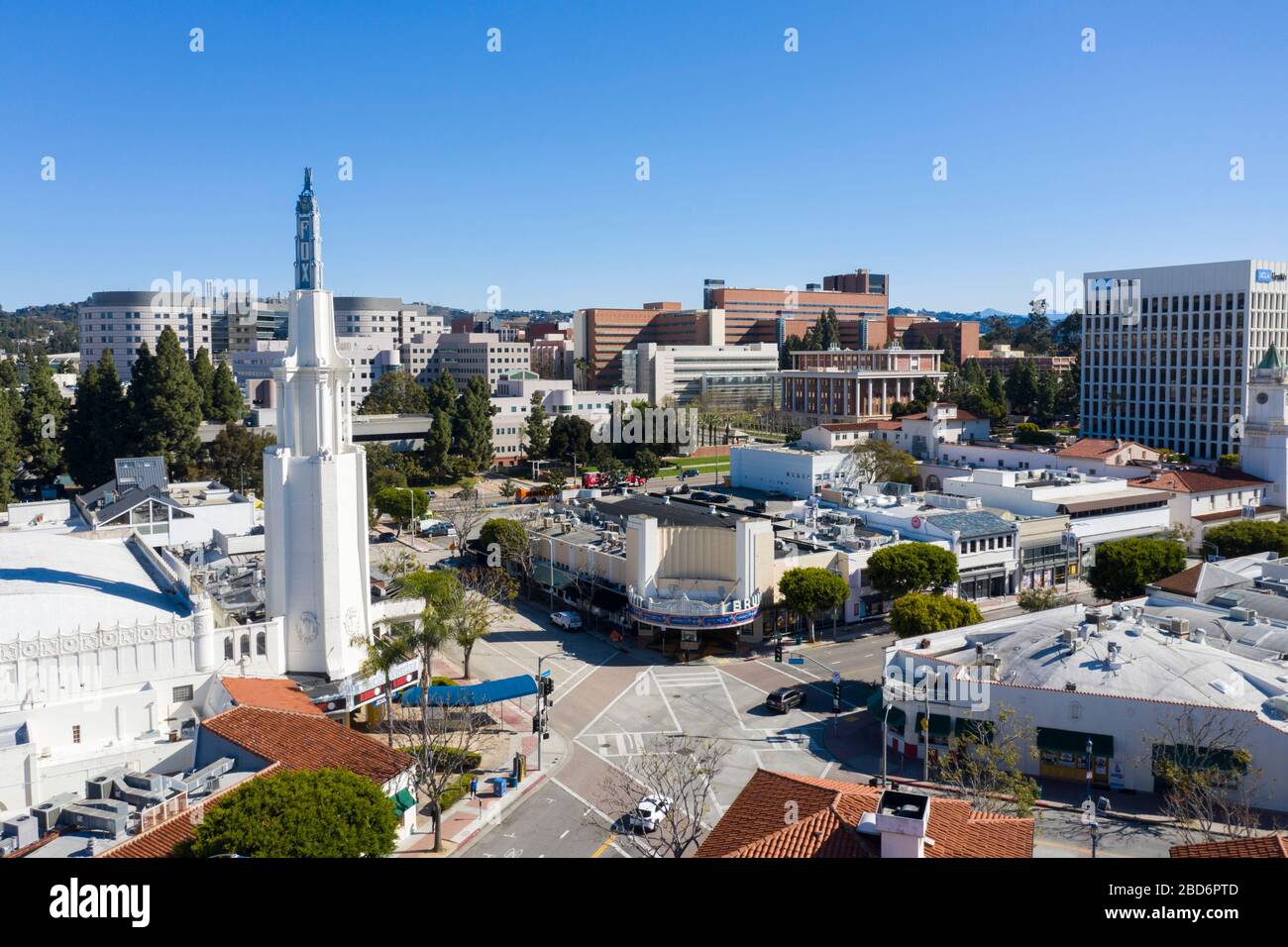 Luftaufnahmen von Westwood Village, Los Angeles, kalifornischen Kinos Stockfoto