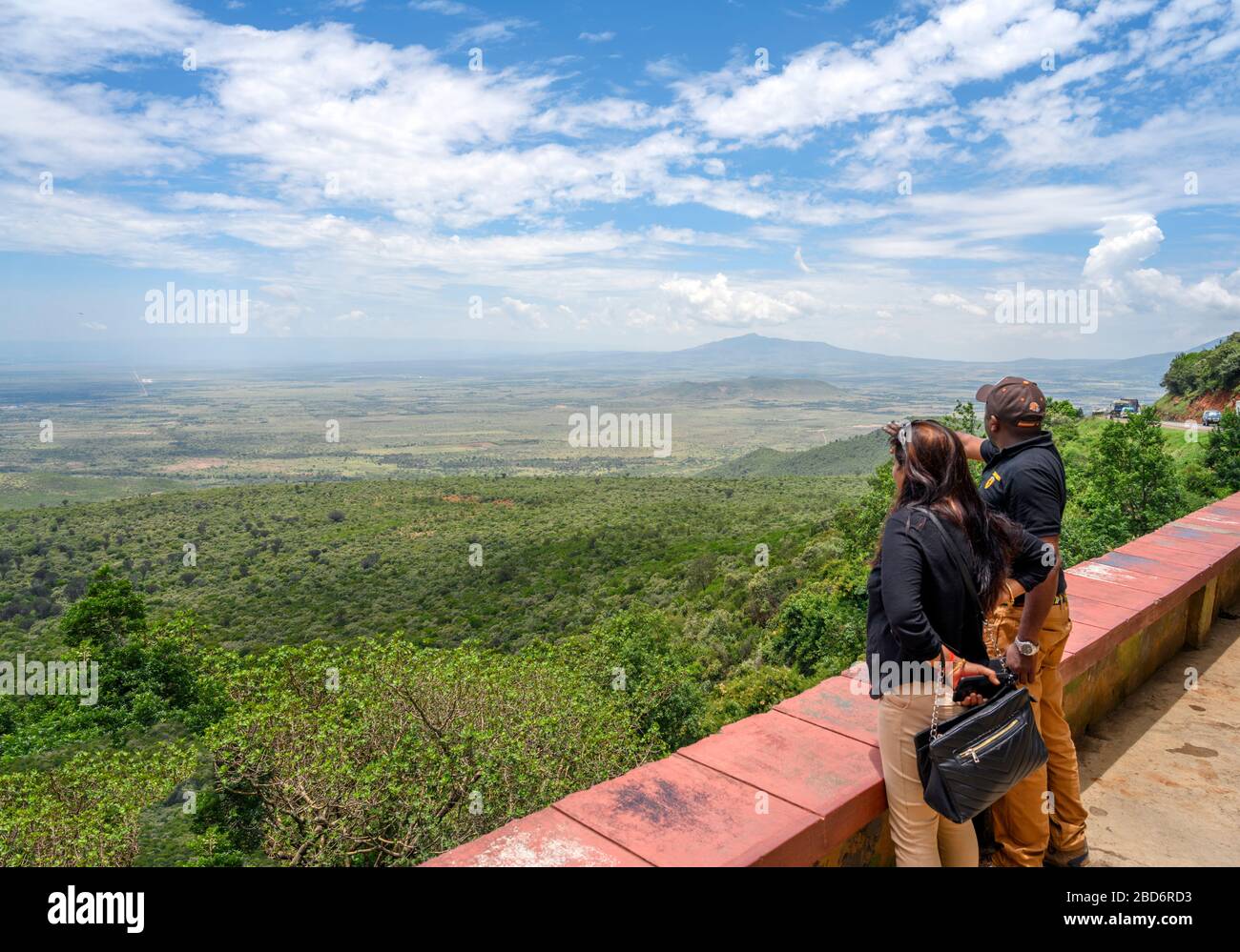Blick über das Great Rift Valley von der Kamandura-Mai Mahiu-Narok Road (B3), Kenia, Ostafrika Stockfoto