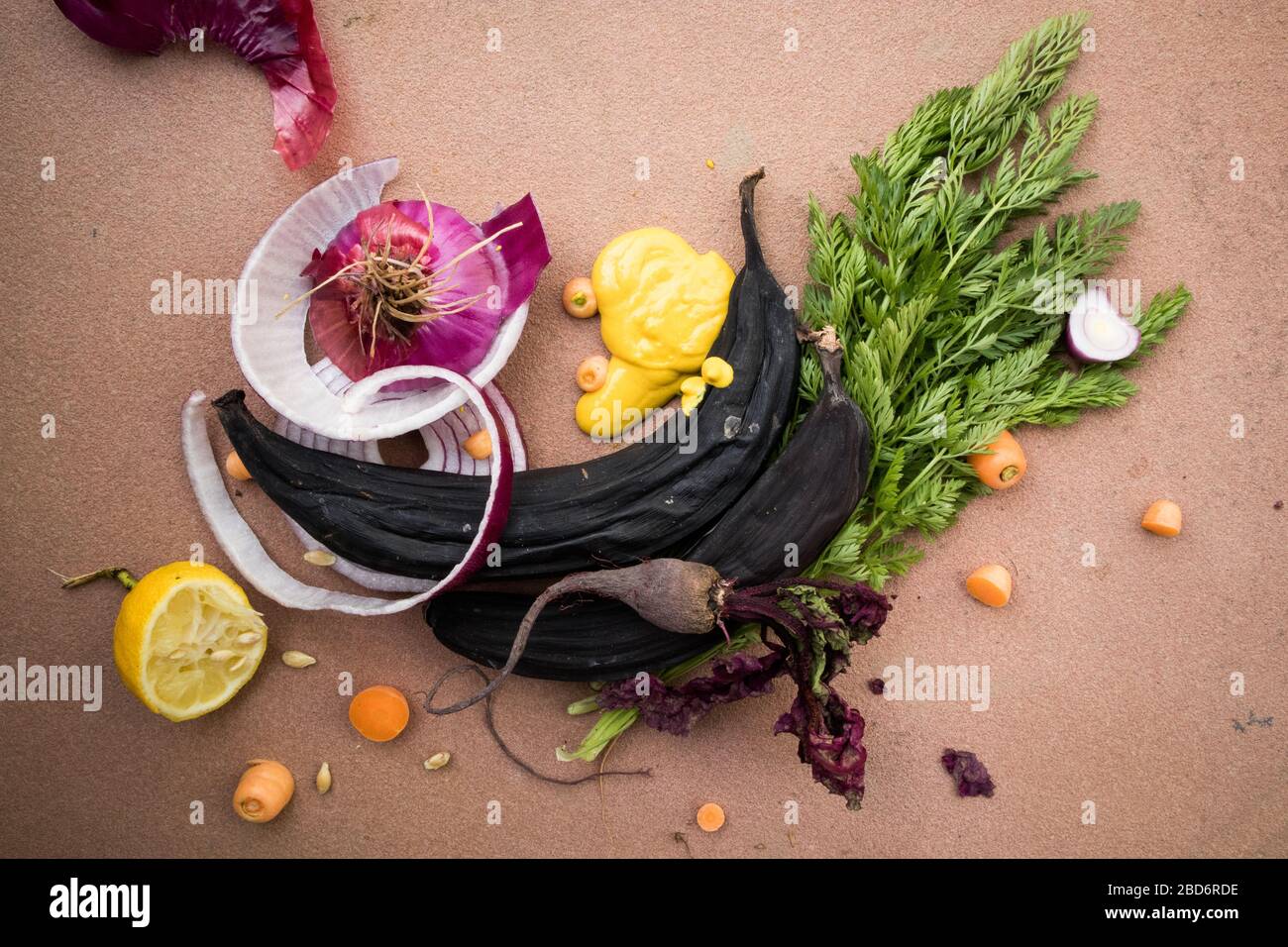 Kompostierfetzen von Obst und Gemüse Stockfoto