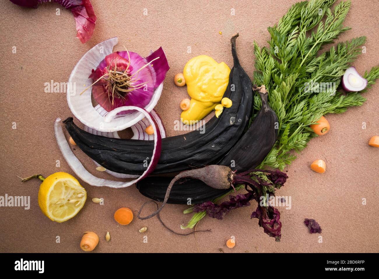 Kompostierfetzen von Obst und Gemüse Stockfoto