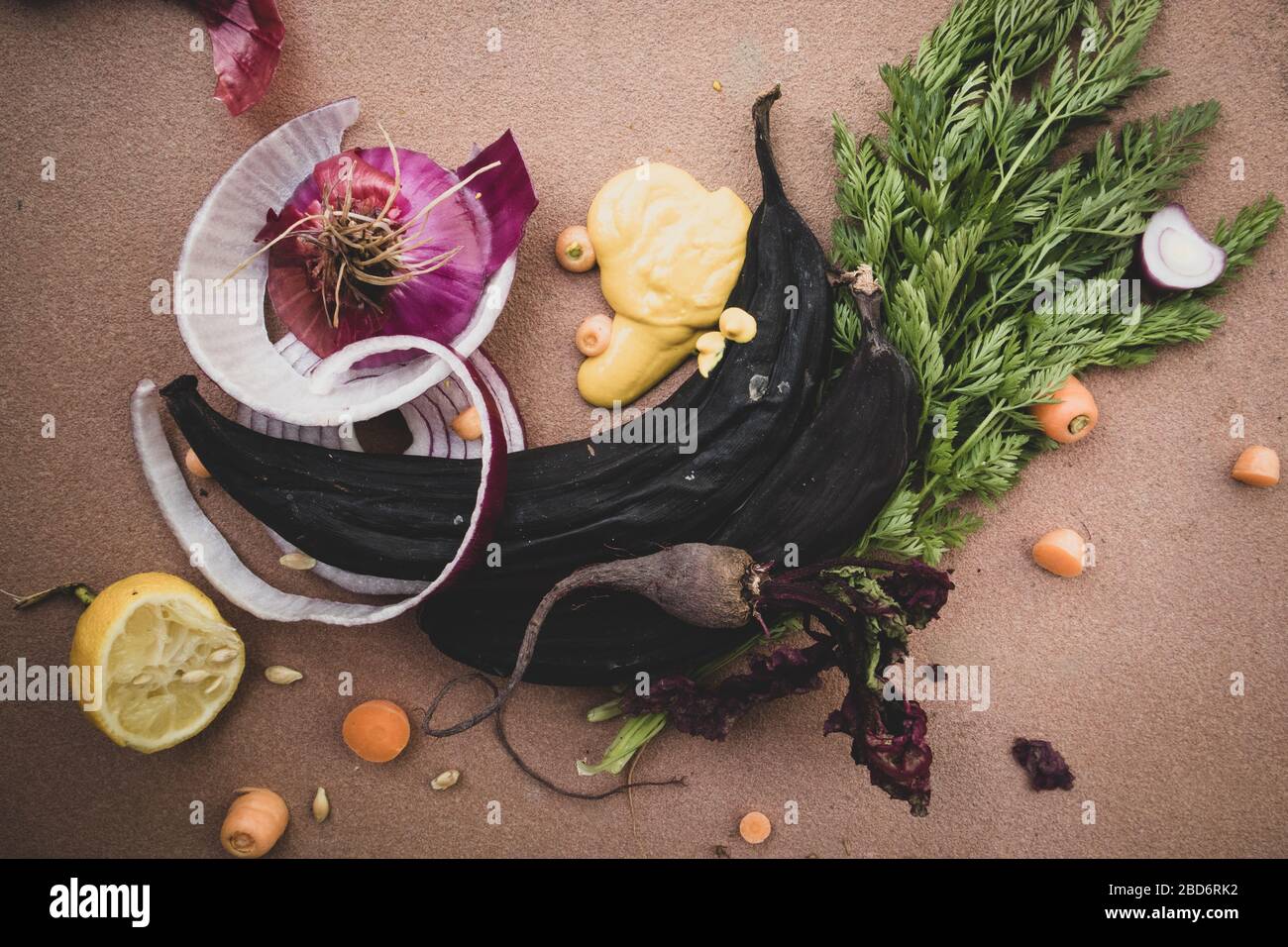 Kompostierfetzen von Obst und Gemüse Stockfoto