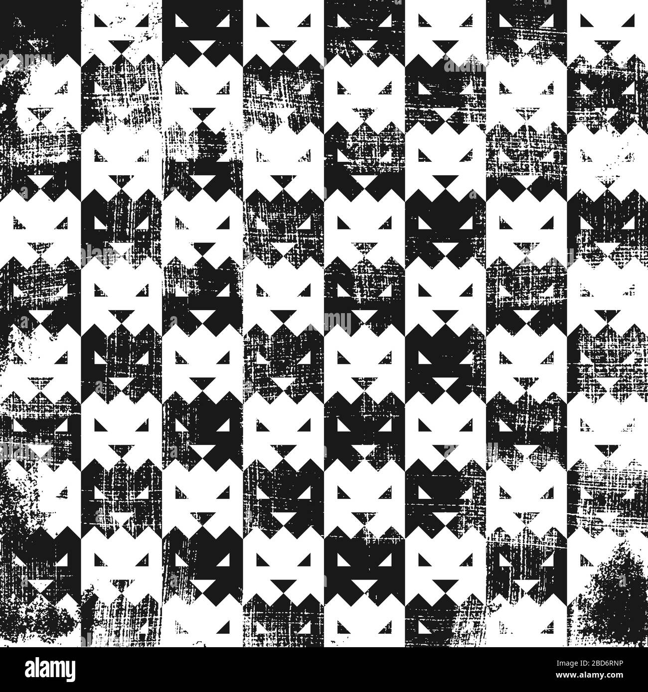 Geometrische Muster mit Teilflächenmasken vergrillen. Schwarze und weiße eckige Kulisse. Stock Vektor