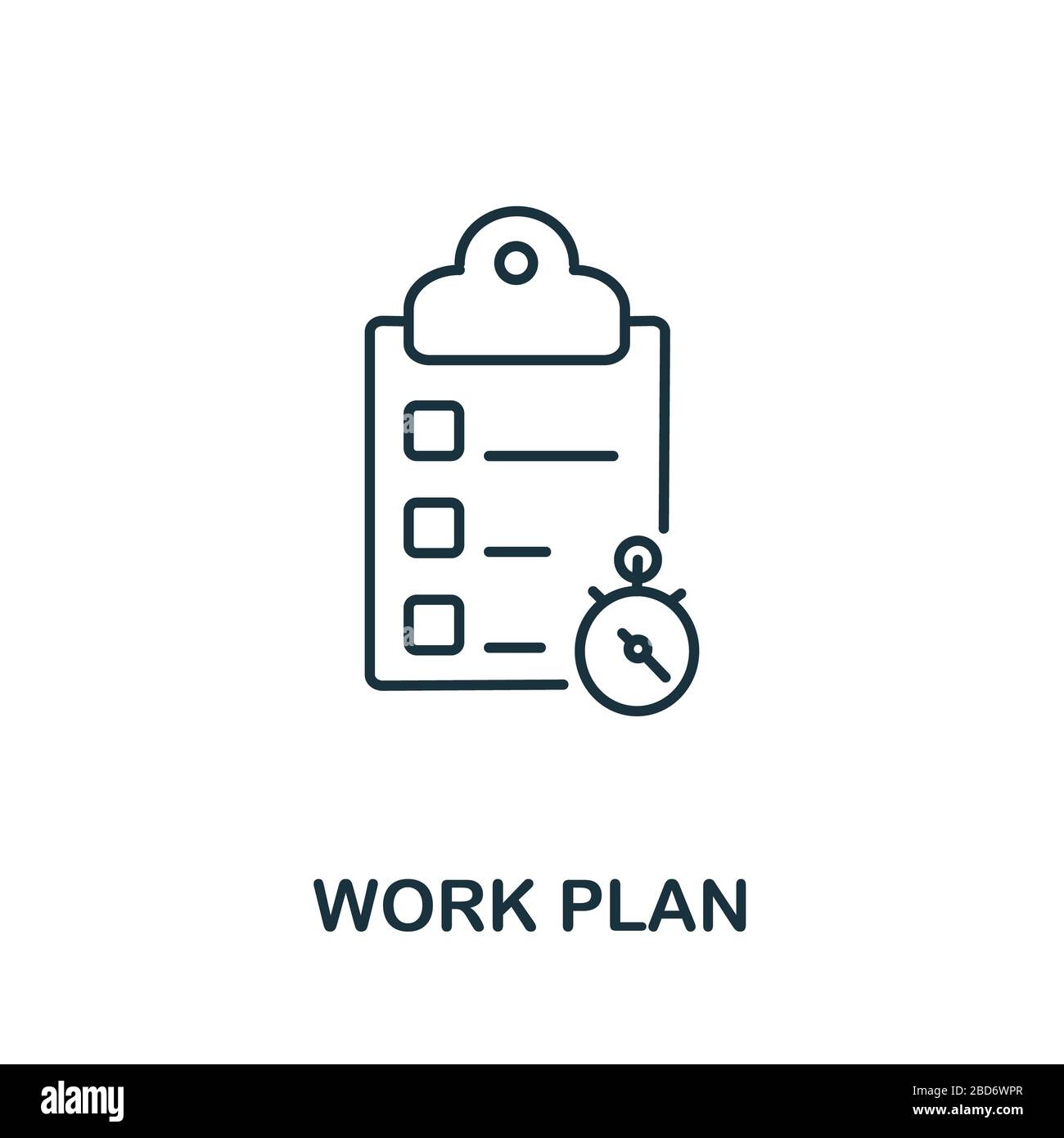 Symbol "Arbeitsplan". Linienformsymbol aus der Sammlung von Produktivitätssymbolen. Arbeitsplan kreatives Element für Logo, Infografik, ux und ui Stockfoto