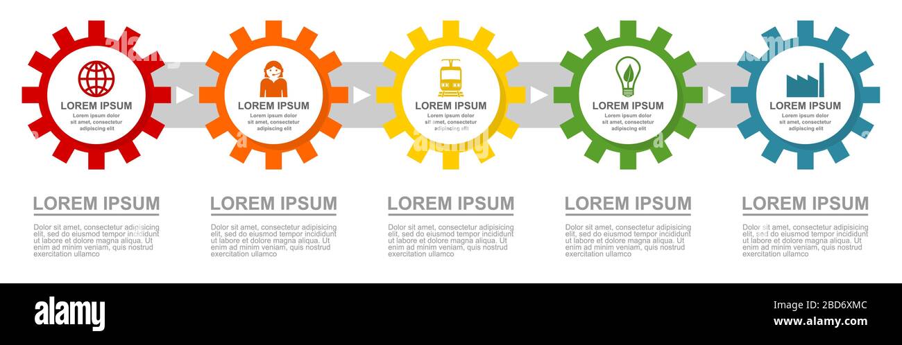 Infografievektorvorlage mit 5 Optionen, Technologiewebpräsentation in eps 10 Stock Vektor