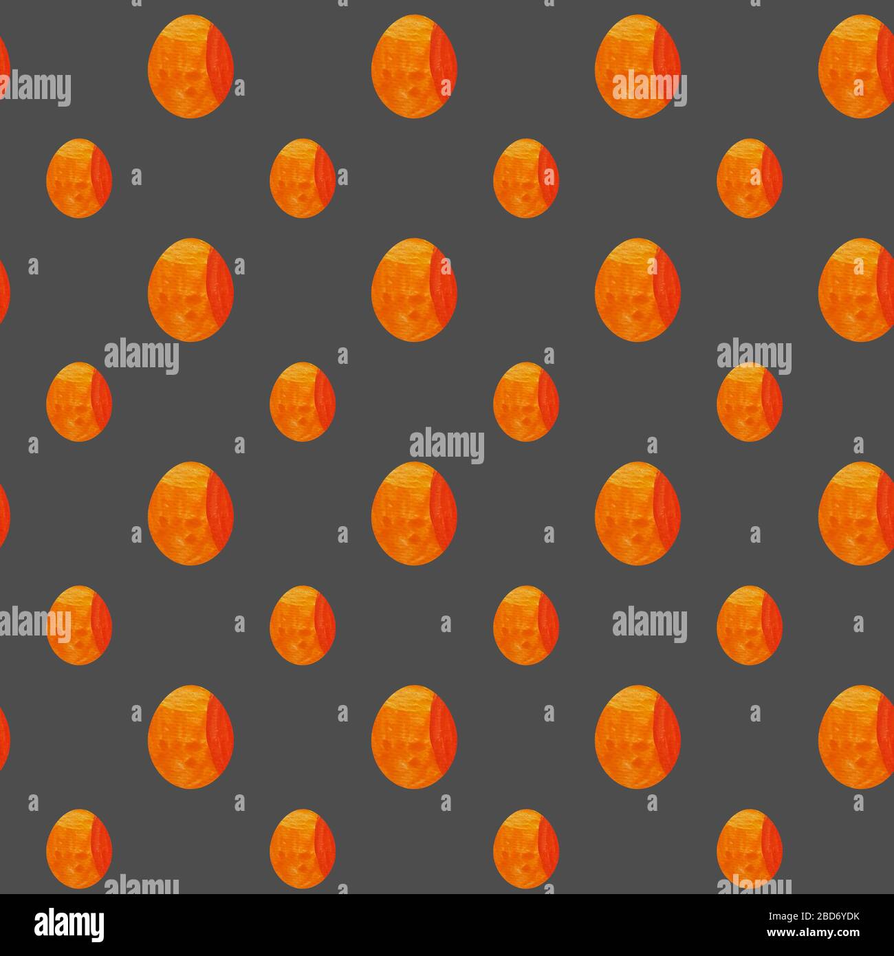 Farbenfrohes Osterei mit nahtlosem Muster. Handzeichnen von Aquarellskizze auf grauem Hintergrund. Farbenfrohe Illustration. Das Bild kann in Grußkarten, Plakaten, Flyern, Bannern, Logos, weiterem Design usw. verwendet werden Stockfoto