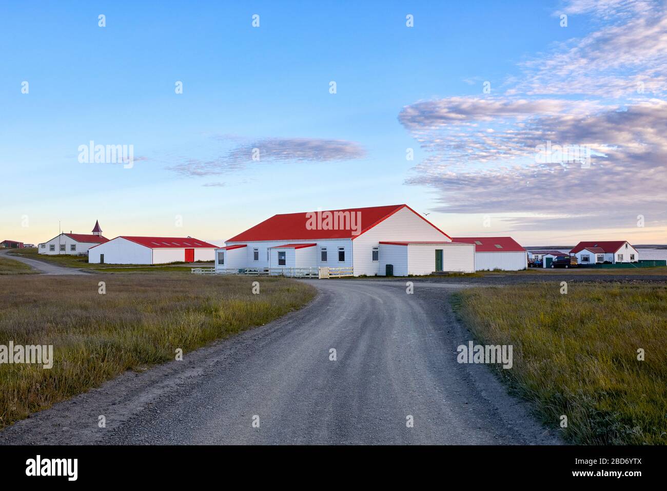 Gans Green Village in Ostfalkland; Falklandinseln; Falkland; Stockfoto