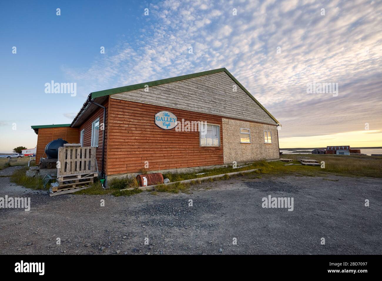 Das Galley Cafe im Dorf Goose Green in Ostfalkland; Falklandinseln; Falkland; Stockfoto