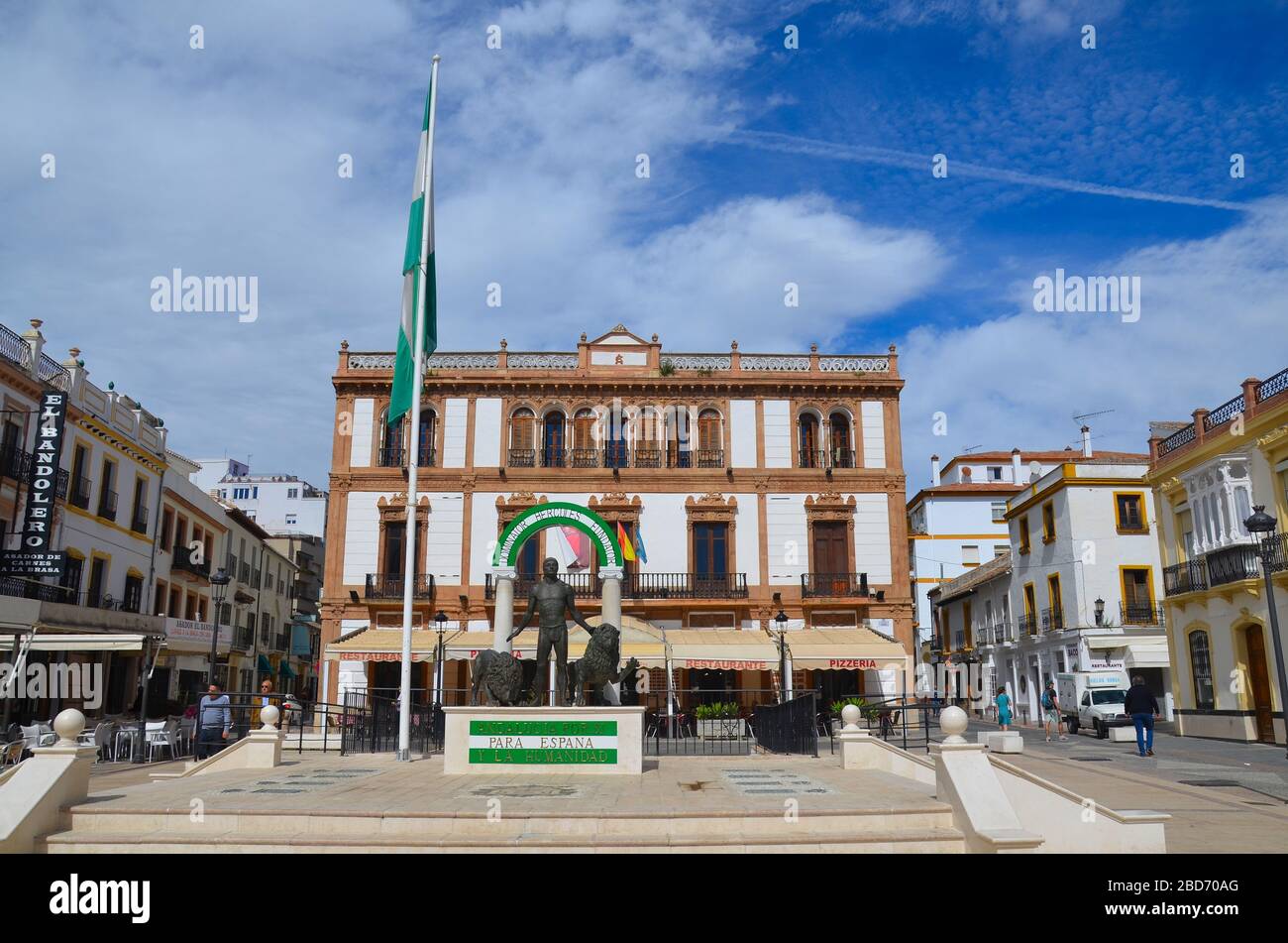 Die Stadt Ronda, Andalusien, Spanien: Ein Denkmal in der Innenstadt Stockfoto
