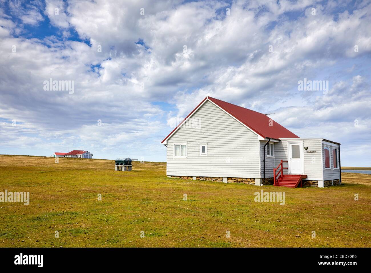 Cobb's Cottage (Touristenunterkunft) auf Bleaker Island, Falkland Islands, Falkland Stockfoto