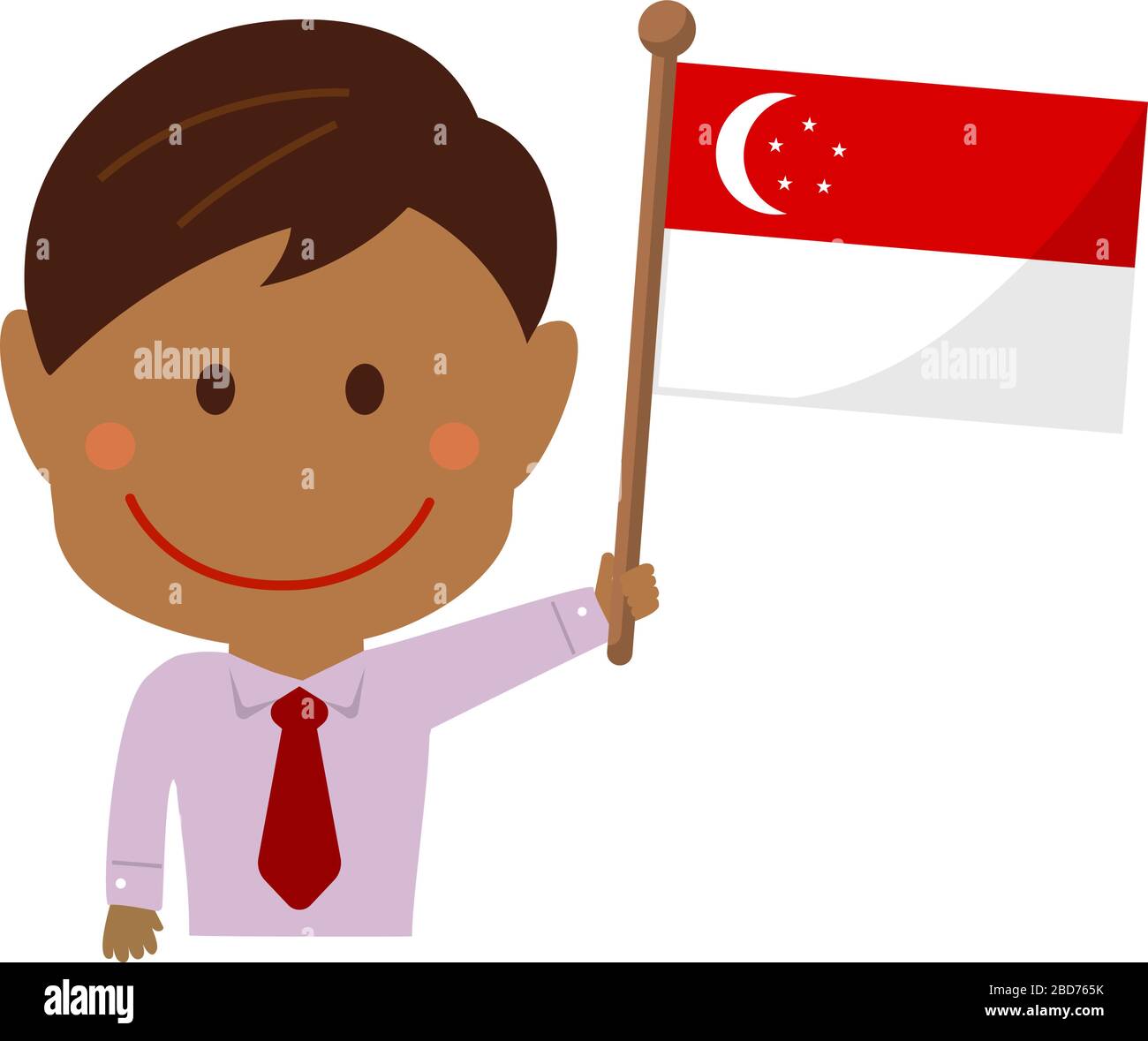 Cartoon Business Person von verschiedenen Rennen mit Nationalflaggen / Singapur.Flat Vektor-Illustration. Stock Vektor