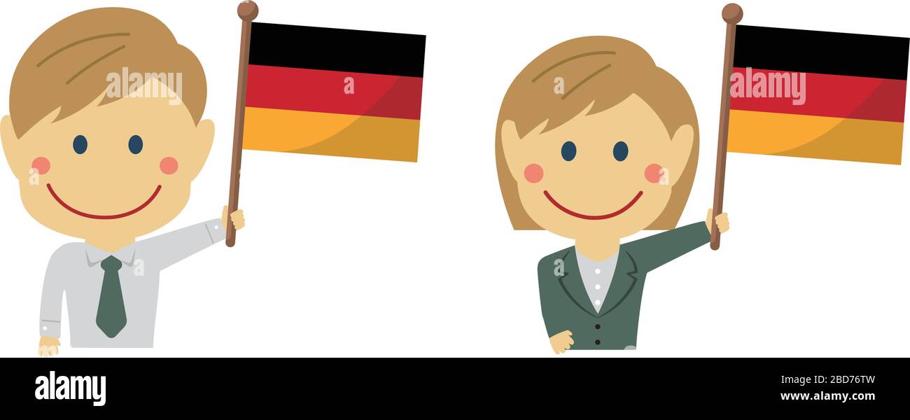 Cartoon Business Person verschiedener Rassen mit Nationalflaggen / Deutschland .Flat Vector Illustration. Stock Vektor