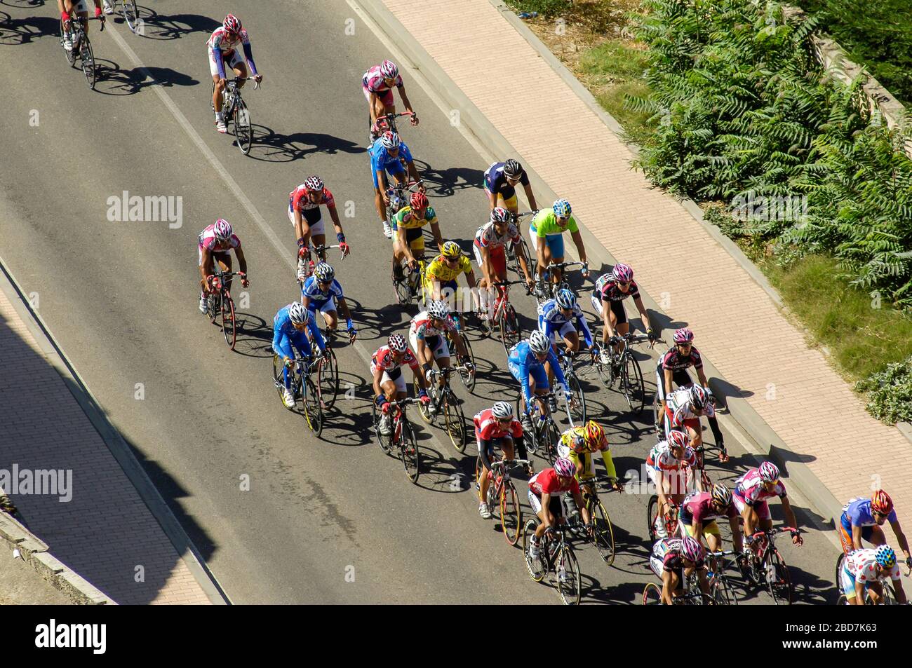 Radfahren, Radrennen mit Radprofis, dritte Etappe der Radtour in Spanien. Stockfoto