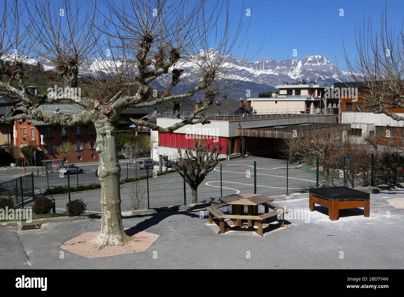 Groupe scolaire Marie Paradis. Saint-Gervais-les-Bains. Savoie. Frankreich. Stockfoto