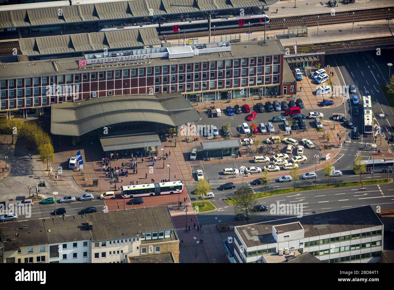 , Hauptbahnhof von Dortmund, 24.04.2015, Luftbild, Deutschland, Nordrhein-Westfalen, Ruhrgebiet, Dortmund Stockfoto
