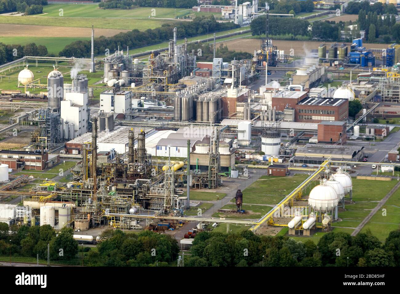 , Industriegelände der Firma Solvay in Rheinberg, 21.09.2013, Luftbild, Deutschland, Nordrhein-Westfalen, Ruhrgebiet, Rheinberg Stockfoto