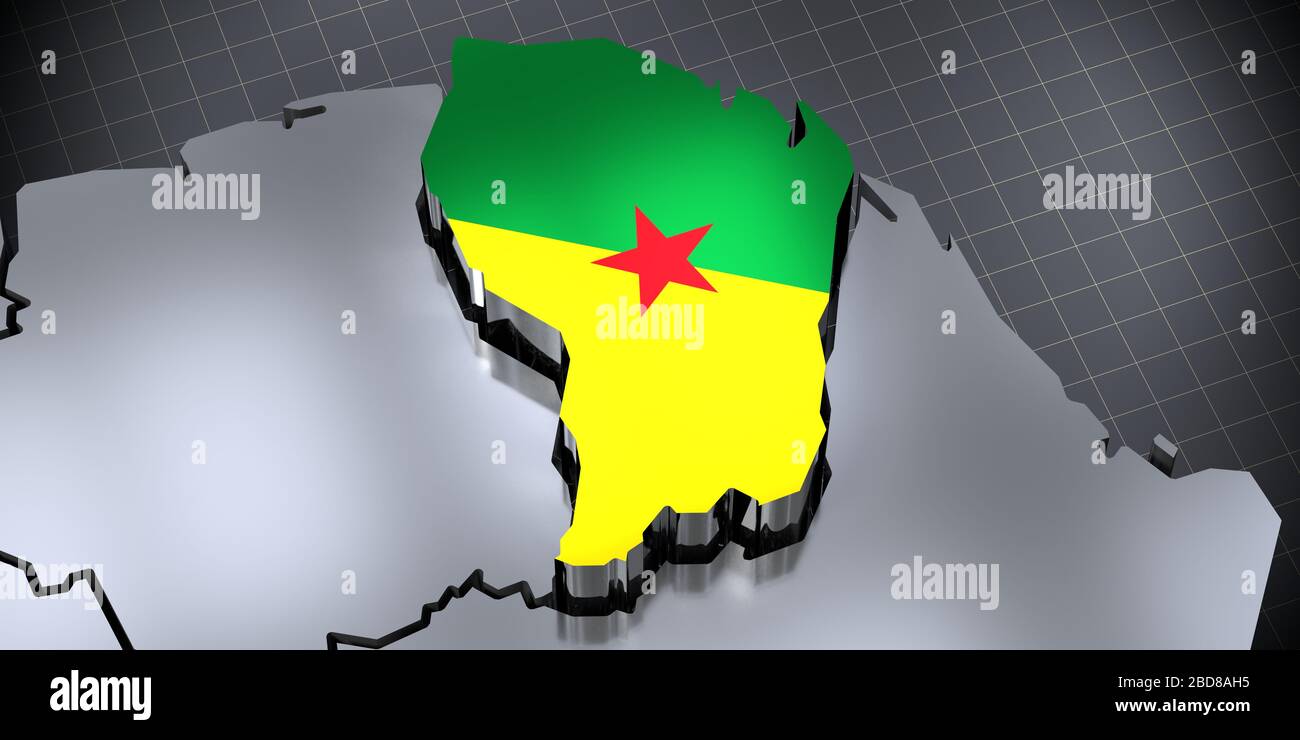 Französisch Guyana - Bordüren und Flagge - 3D-Illustration Stockfoto