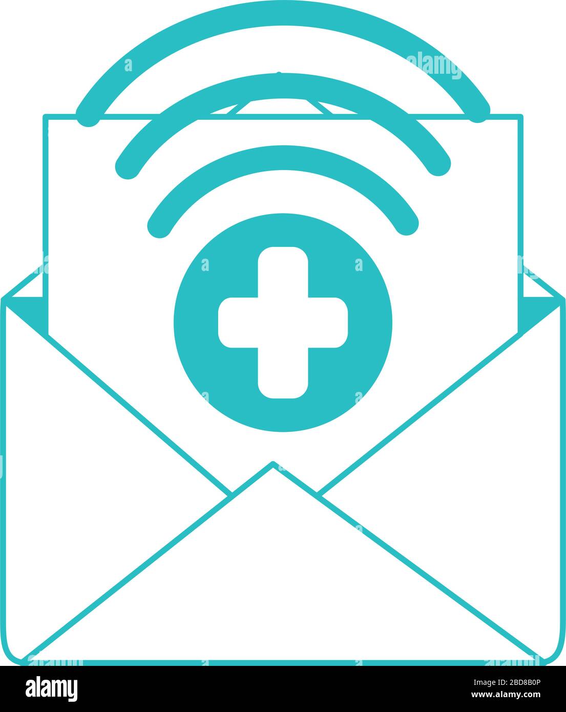 Online-Arzt, E-Mail medizinische Hilfe Berater-Schutz kovid 19 Vektor-Illustration, Linien-Stil-Symbol Stock Vektor