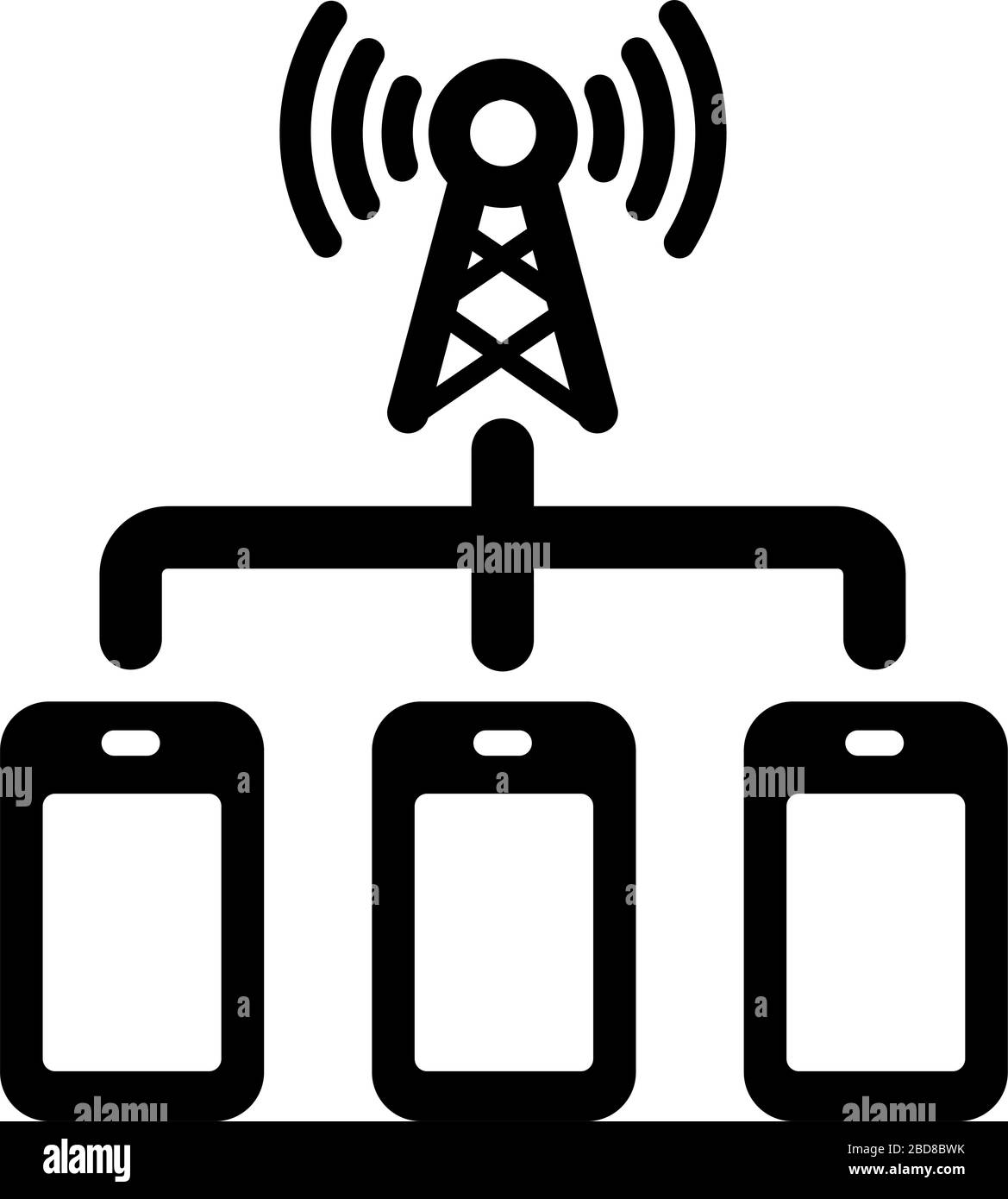 Flaches Symbol für 5-G-Vektorgrafiken (Hochgeschwindigkeitskommunikation der nächsten Generation)/gleichzeitige Verbindung Stock Vektor