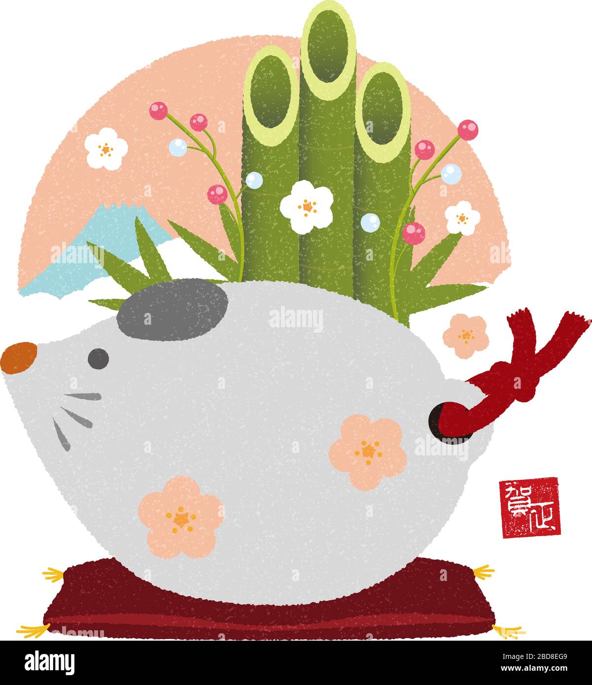 Maus Keramik Figuren Illustration für Neujahr Grußkarte Stock Vektor