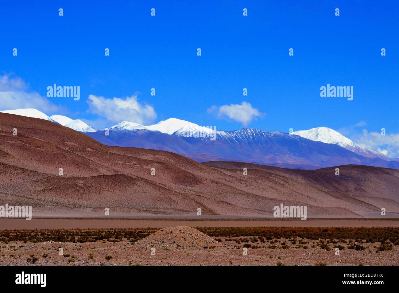 Cachi Bergkette, mit dem berühmten Schnee, aus der Nähe von Santa Rosa de los Pastos Grandes gesehen. Salta, Argentinien Stockfoto