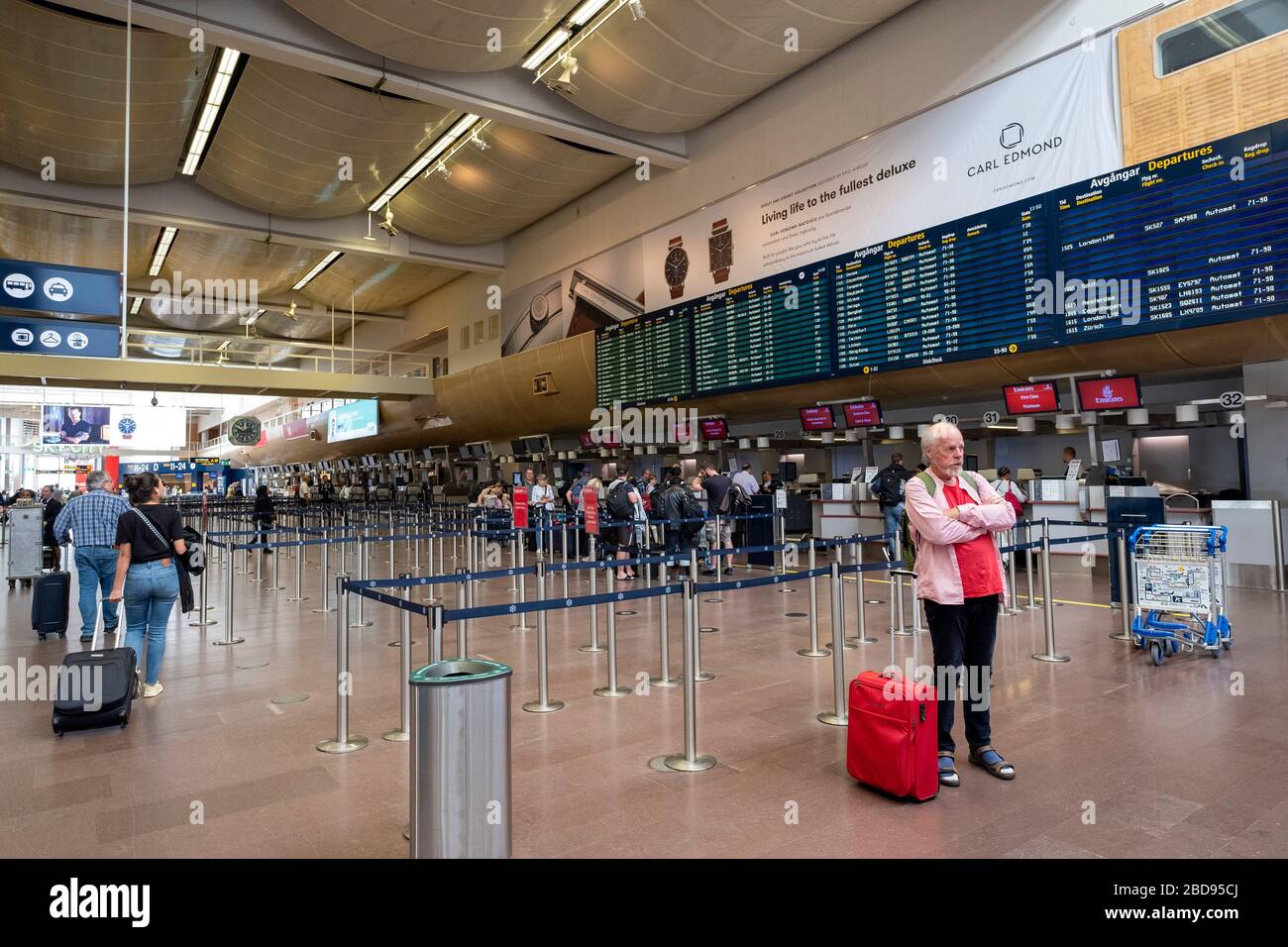 Check-in-Schalter am Flughafen Stockholm Arland in Stockholm, Schweden, Europa Stockfoto