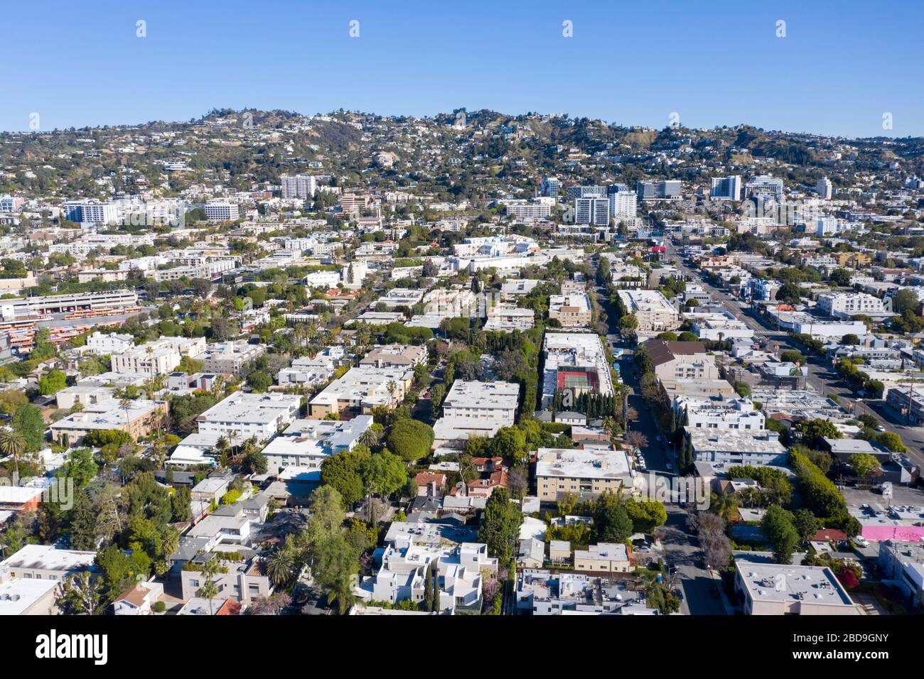 Luftaufnahmen über West Hollywood California Stockfoto