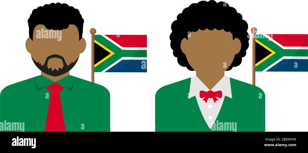 Gesichtsloser Geschäftsleute mit Nationalflaggen/Südafrika. Flache Vektorgrafiken. Stock Vektor