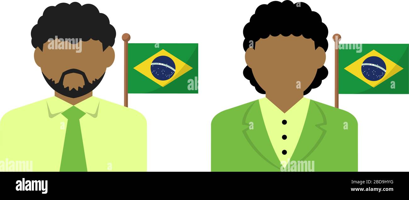 Gesichtsloser Geschäftsleute mit Nationalflaggen/Brasilien. Flache Vektorgrafiken. Stock Vektor