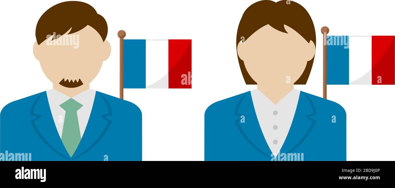 Gesichtsloser Geschäftsleute mit Nationalflaggen/Frankreich. Flache Vektorgrafiken. Stock Vektor