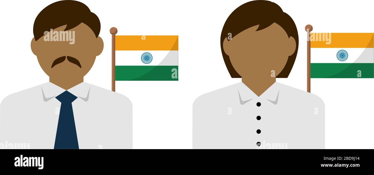 Gesichtsloser Geschäftsleute mit Nationalflaggen/Indien. Flache Vektorgrafiken. Stock Vektor