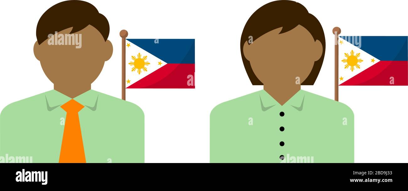 Gesichtsloser Geschäftsleute mit Nationalflaggen/Philippinen. Flache Vektorgrafiken. Stock Vektor