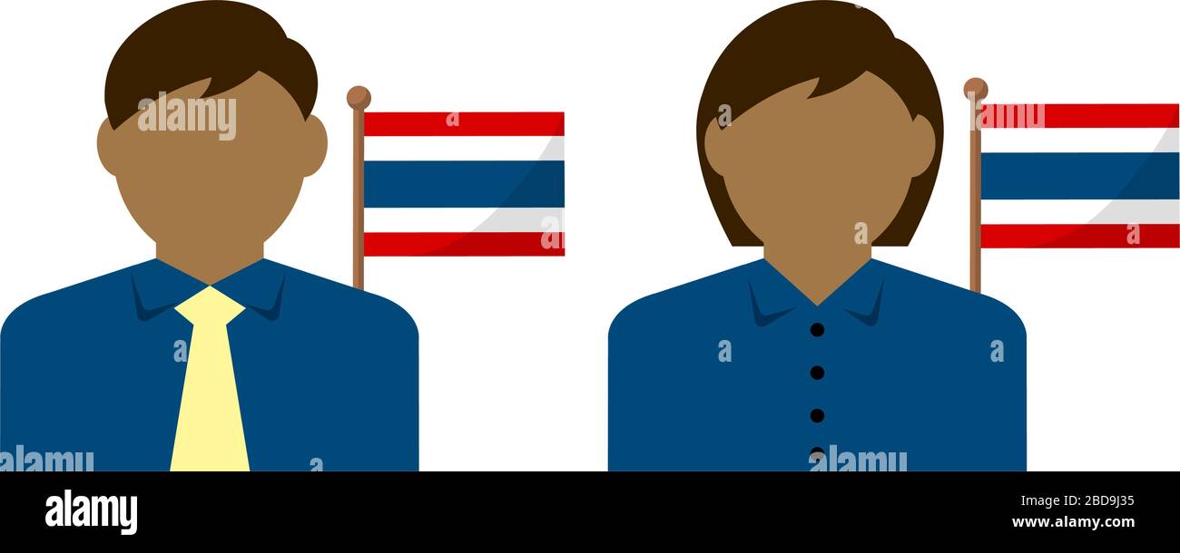 Gesichtsloser Geschäftsleute mit Nationalflaggen/Thailand. Flache Vektorgrafiken. Stock Vektor