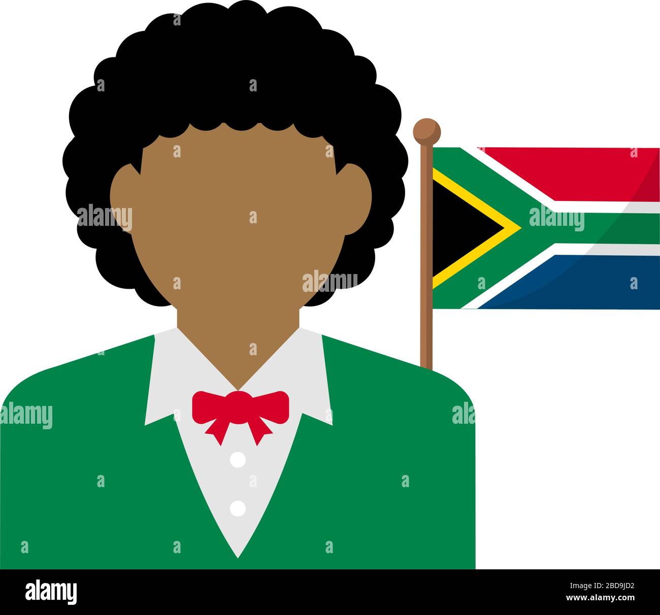 Gesichtslose Geschäftsfrau mit Nationalflaggen / Südafrika. Flache Vektorgrafiken. Stock Vektor