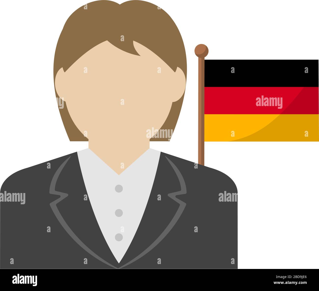 Gesichtslose Geschäftsfrau mit Nationalflaggen / Deutschland . Flache Vektorgrafiken. Stock Vektor